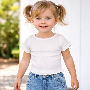 Cat & Jack 2 Pack White Ribbed Girls' Tee 2T - Kids Shirt